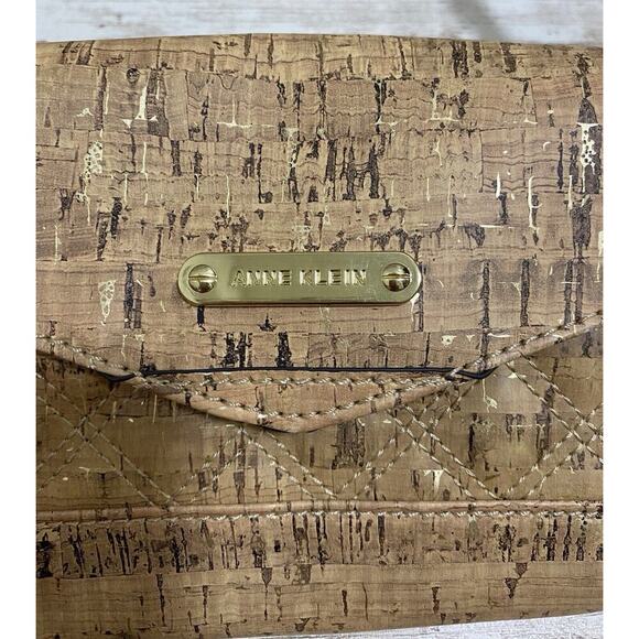 Anne Klein Purse Womens Tan Small Crossbody Cork Design Faux Leather - Picture 5 of 16